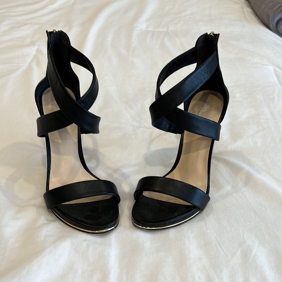 Kenneth Cole black strappy high heels back zipper size 6.5M - Picture 4 of 6